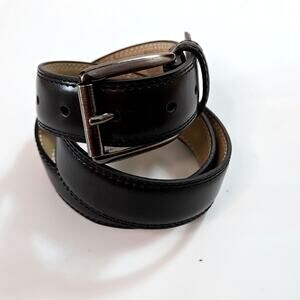 Black Faux Leather Men's Dress Belt Gunmetal Buckle size 34